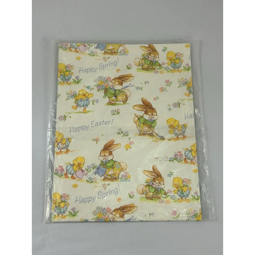 Vintage Easter Gift Wrap Sheet USA Bunny Chick Spring American Greetings NOS